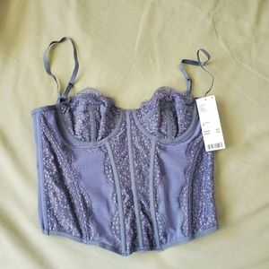BNWT Urban Outfitters Out From Under Modern Love Corset in Slate Blue